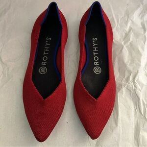 Rothy's The Point Flats - Red with Blue Trim Size W7